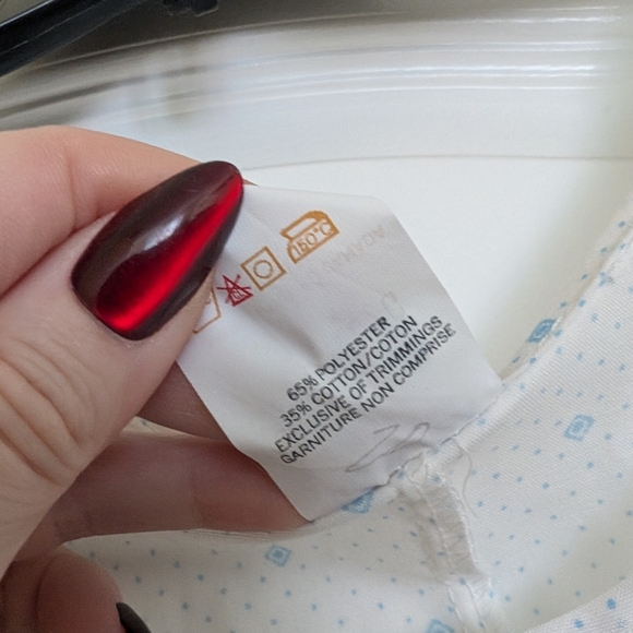 Vintage White And Blue Nightie Size Large Made In Canada - Picture 6 of 7